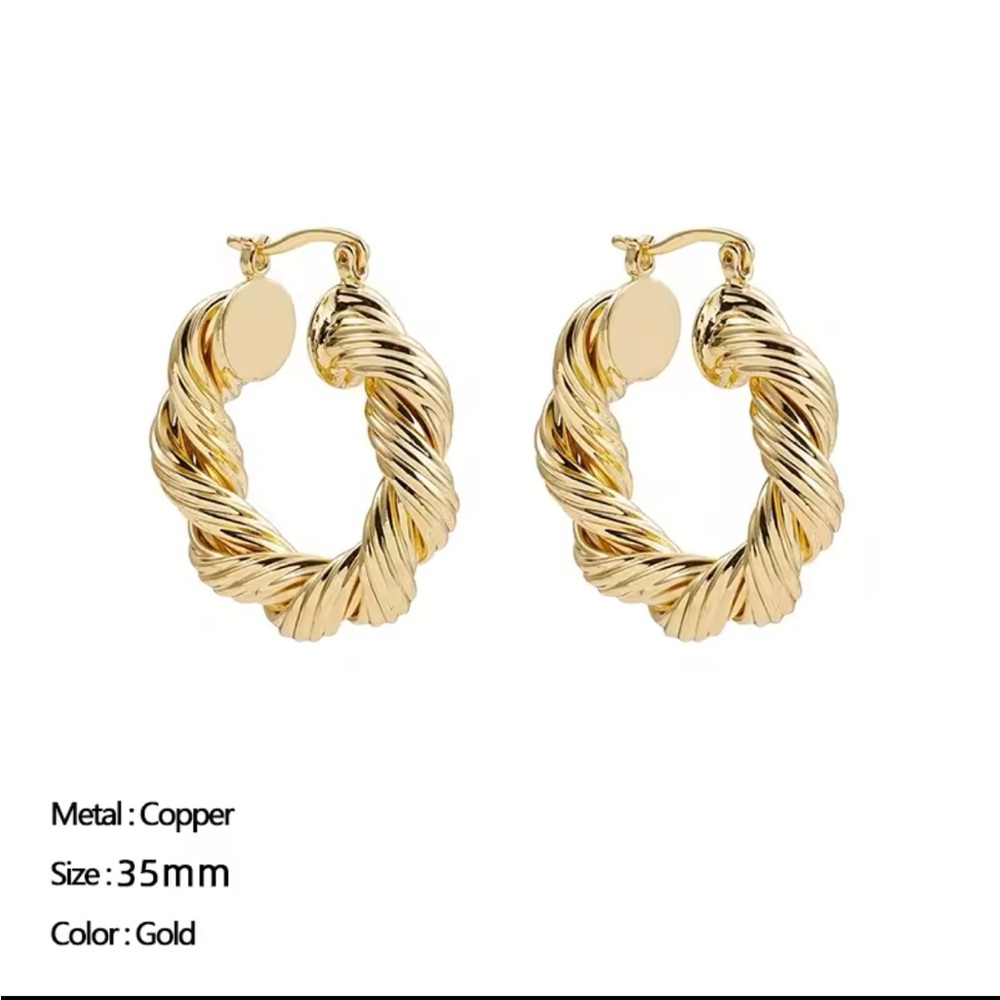 Gold Twisted Hoop Earrings